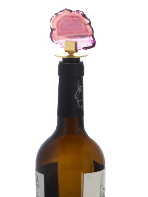 Agate Bottle Stopper, Pink - Shiraleah