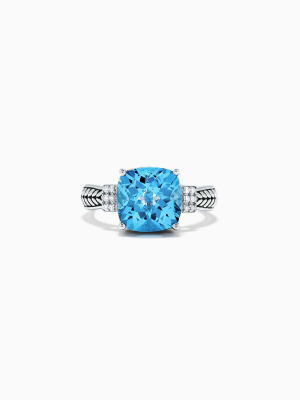 Effy 925 Sterling Silver Blue Topaz And Diamond Ring, 5.05 Tcw