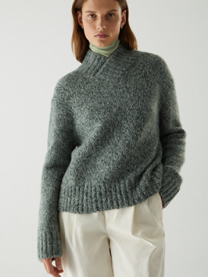 Chunky Oversized Shawl Neck Sweater