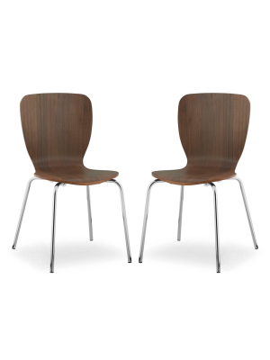 Set Of 2 Tia Dining Chair Walnut - Poly & Bark