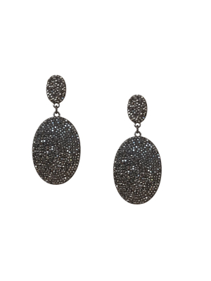 Pave Oval Disc Earring