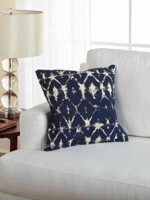 18"x18" Batik Print Throw Pillow Navy - Sure Fit