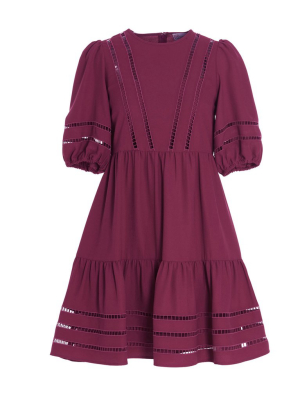 Redvalentino Embroidered Detailed Puff-sleeve Mini Dress