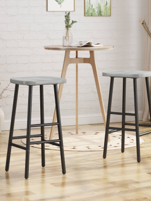 Set Of 2 Merlyne Iron Frame Barstool - Gray/black - Christopher Knight Home