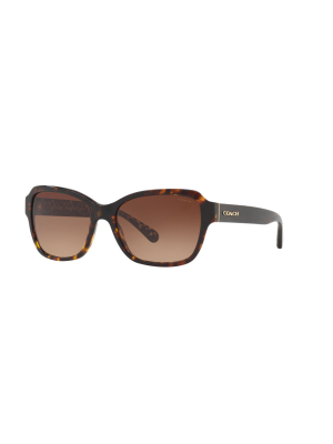 Coach Hc8232 550713 Female Rectangle Lifestyle Sunglasses Tortoise