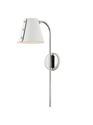 Meta 1 Light Wall Sconce With Plug - Polished Nickel/white