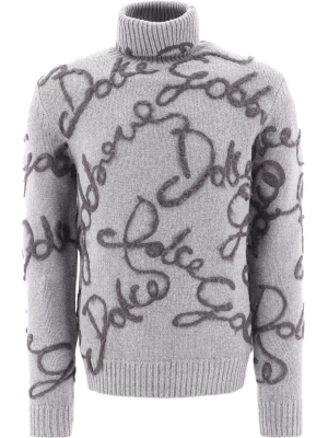 Dolce & Gabbana Logo Embroidered Turtleneck Jumper