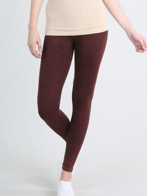 Vintage Dye Leggings, Dark Burgundy