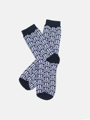 Bishamon Kikko Socks, Light Blue And Navy