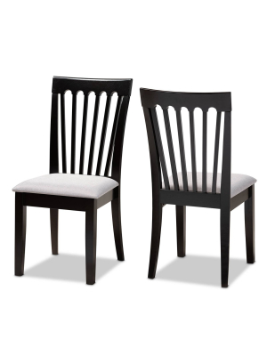 Set Of 2 Minette Dining Chair Gray/espresso - Baxton Studio