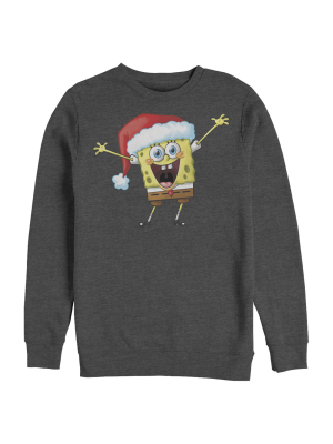 Men's Spongebob Squarepants Happy Santa Sweatshirt