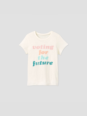 Women's Voting For The Future Short Sleeve Graphic T-shirt - Light Beige