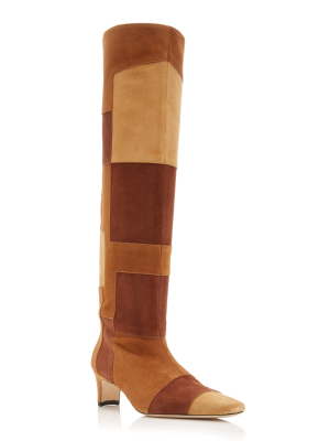 Wally Patchwork Suede Knee-high Boots