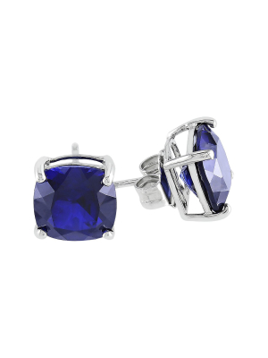 6 Ct. T.w. Created Sapphire Solitaire Stud Earrings In Sterling Silver - Blue