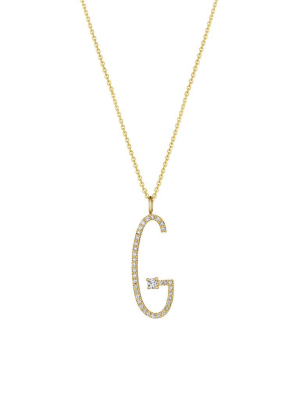 Type Letter "g" Diamond Pendant Necklace