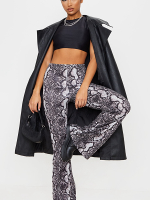 Snake Print Flare Leg Pants