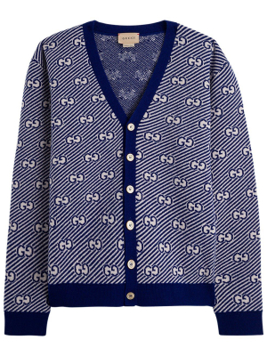 Gucci Kids Gg Monogram V-neck Cardigan