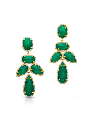 14kt Yellow Gold Emerald Triplet Diamond Bellissima Chandelier Earrings