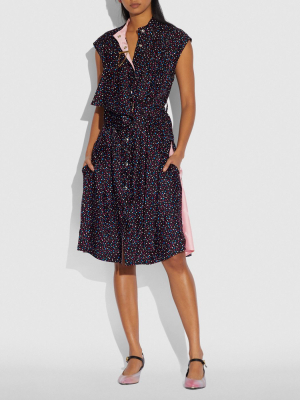 Dot Sleeveless Dress With Belt