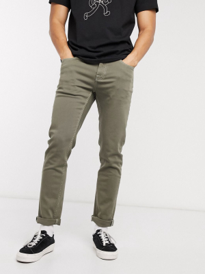 Asos Design Stretch Slim Jeans In Green