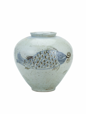 Silla Koi Fish Jar, Blue And White