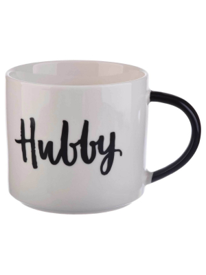 15oz Stoneware Stackable Hubby Coffee Mug White - Threshold™