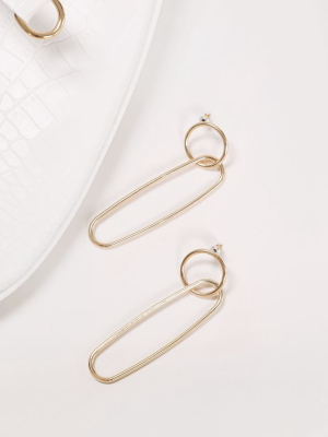 Gold Hoop Long Drop Earrings