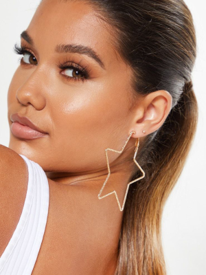 Gold Star Shape Hoop Earrings