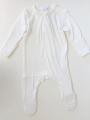 Angel Dear Ivory Organic Bamboo Zipper Footie