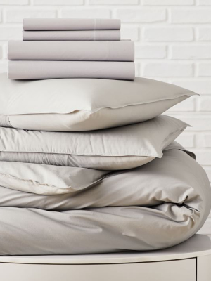 Organic Washed Cotton Percale Starter Bedding Set - Platinum