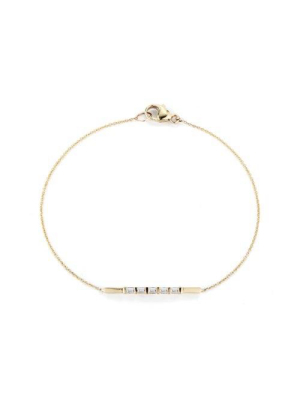 Dana Rebecca Sadie Pearl Baguette Bar Bracelet In Yellow Gold