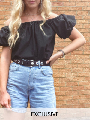 Collusion Off The Shoulder Top In Black