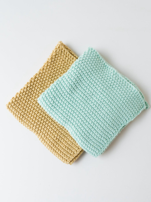Cotton Knit Dish Cloth Set Mutli-color