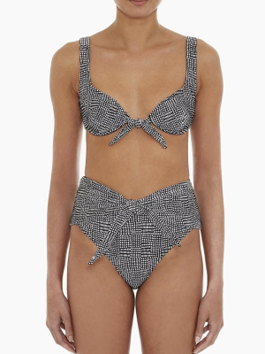 Antibes Front Tie Underwire Bikini Top - Monochrome Animal Print