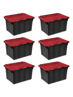 Sterilite 12 Gallon/45 Liter Hinged Lid Industrial Tote (6 Pack) | 14619006