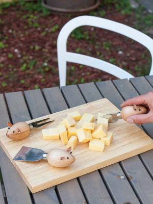 Cheese Board And 3 Mouse Knives