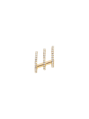 Left Triple Illusion Diamond Stud - Yellow Gold