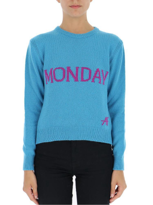 Alberta Ferretti Monday Slogan Intarsia Sweater