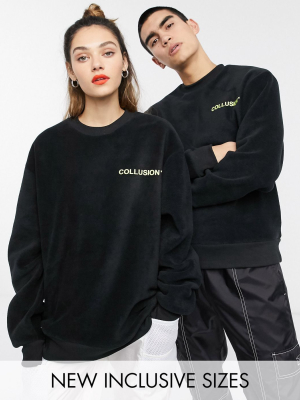 Collusion Unisex Sweatshirt Fleece In Black