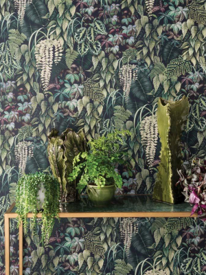 Green Wall Wallpaper In Emerald Green From The Folium Collection By Osborne & Little