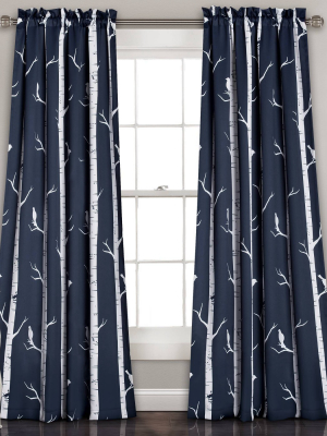 Bird On The Tree Room Darkening Window Curtain Panels - Lush Décor