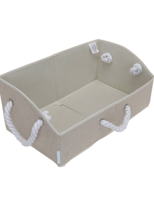 Storageworks Set Of 2 30l Fabric Storage Bins With Cotton Rope Handles And Low Front Wall Beige