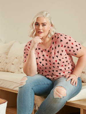 Beatrix Heart Print Sweater (plus Size)