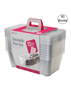 Life Story 5.7 Liter Clear Shoe/closet Storage Box Stacking Container (50 Boxes)