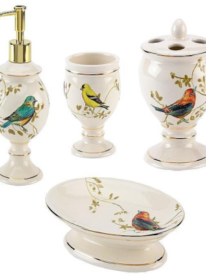 Gilded Birds 4 Pc Bath Accessory Set