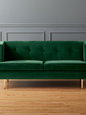 Avec Emerald Green Apartment Sofa With Brass Legs