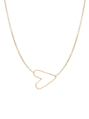 14k Small Hammered Heart Necklace