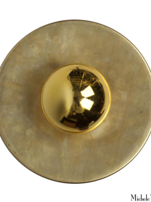 Brass 8 Inch Discus Sconce Light