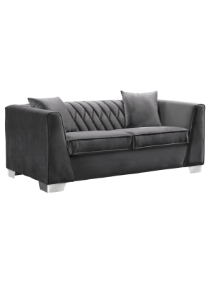 Armen Living Cambridge Contemporary Loveseat Velvet Dark Gray