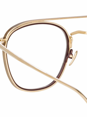 Clark Aviator Optical Frame In Light Gold And Brown